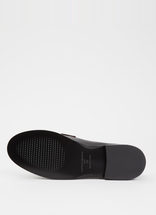 Claudie Pierlot Penny loafer van kalfsleer met logo - detail 4 donkerbruin