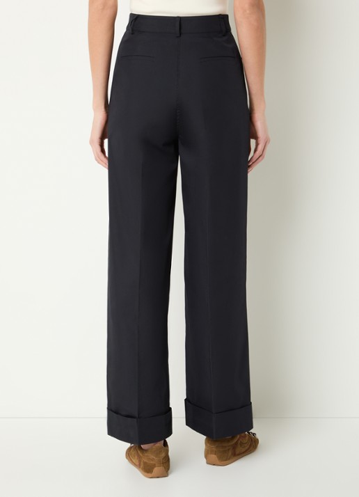 Claudie Pierlot Piano high waist loose fit pantalon met steekzakken - achterkant 3 donkerblauw