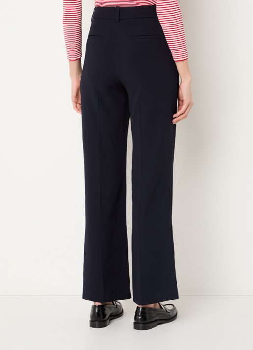 Claudie Pierlot Pixiabis high waist wide fit pantalon met steekzakken - achterkant donkerblauw