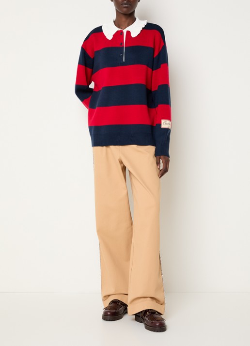 Claudie Pierlot Polo met streepprint - voorkant 3 rood