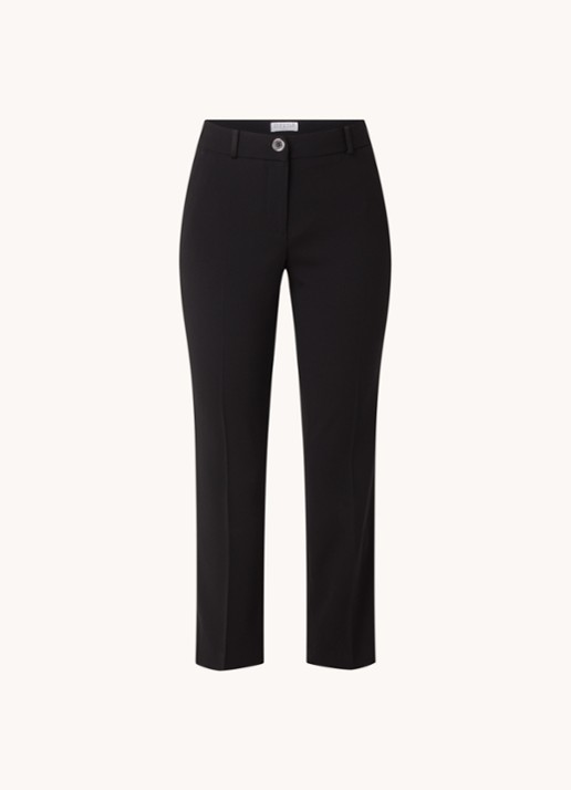 Claudie Pierlot Poupin high waist slim fit cropped pantalon met steekzakken  - voorkant 2 zwart