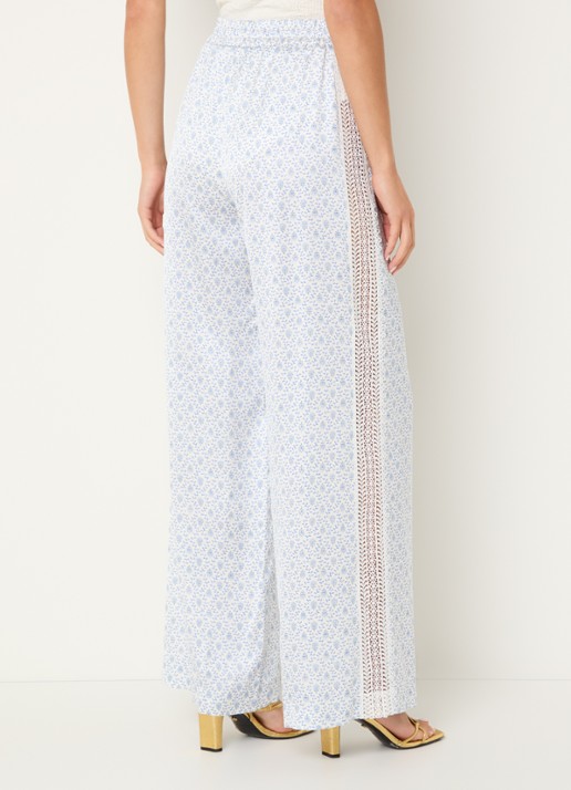 Claudie Pierlot Prudence high waist straight fit pantalon met details van kant - achterkant 3 blauw