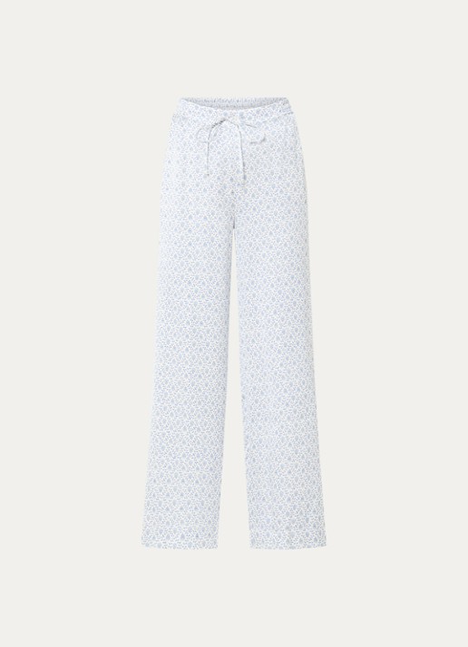 Claudie Pierlot Prudence high waist straight fit pantalon met details van kant - voorkant blauw