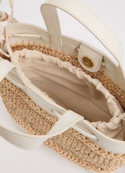 Claudie Pierlot Raffia handtas van stro met leren details  - detail 2 wit