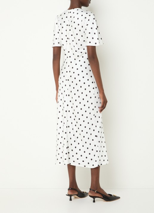 Claudie Pierlot Randypois midi jurk van satijn met stippenprint - achterkant 4 wit