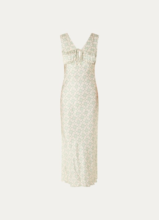 Claudie Pierlot Raphaella midi jurk met print - voorkant 2 beige
