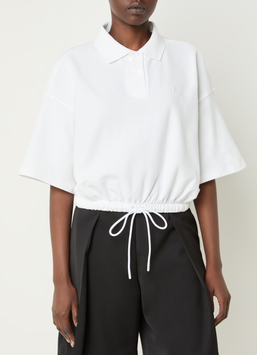 Claudie Pierlot Regular fit polo van piqué katoen met trekkoord