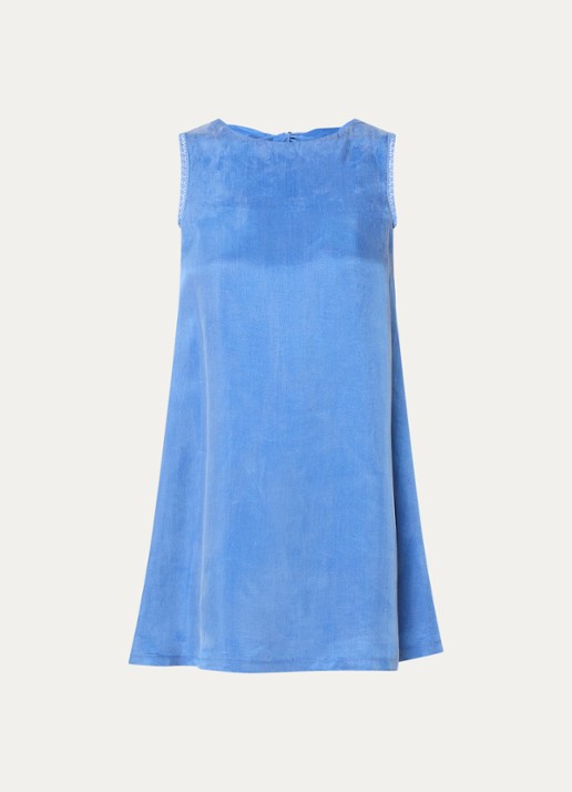 Claudie Pierlot Relea mini A-lijn jurk met gestrikt detail - voorkant blauw