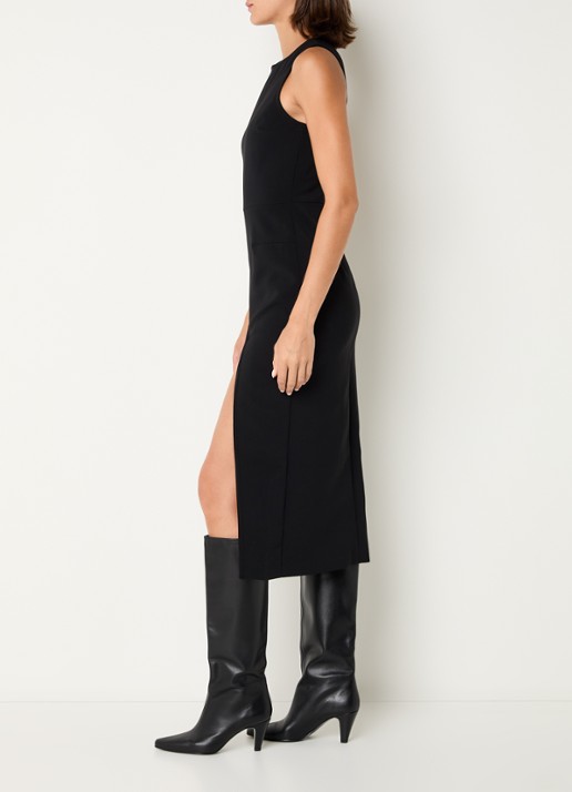 Claudie Pierlot Renate midi jurk met overlag en split  - detail 2 zwart
