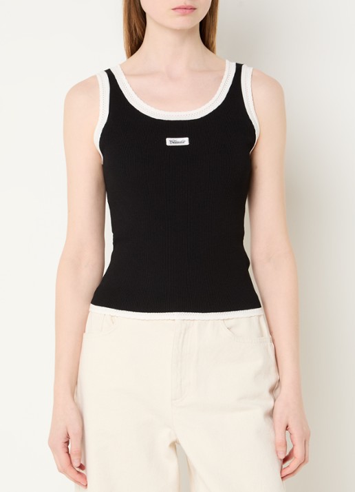 Claudie Pierlot Ribgebreide tanktop met logoborduring