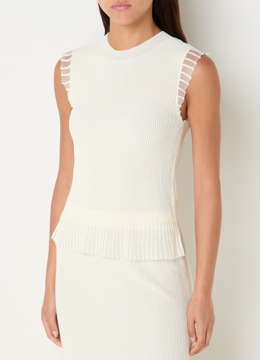 Claudie Pierlot Ribgebreide top met ronde hals