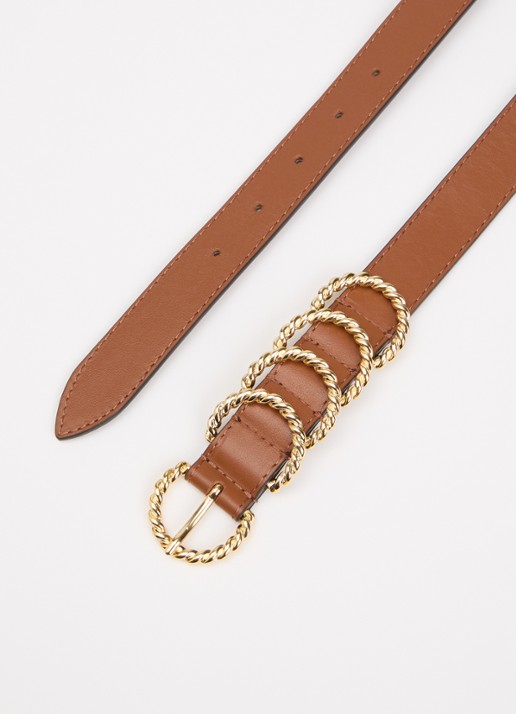 Claudie Pierlot Riem van kalfsleer - detail 2 camel