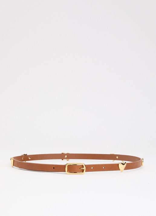 Claudie Pierlot Riem van kalfsleer - voorkant 2 camel