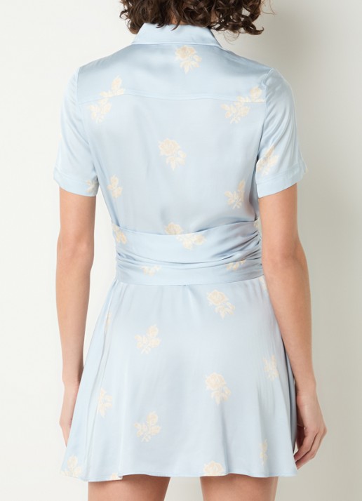 Claudie Pierlot Risma mini tuniekjurk met bloemenprint - achterkant lichtblauw