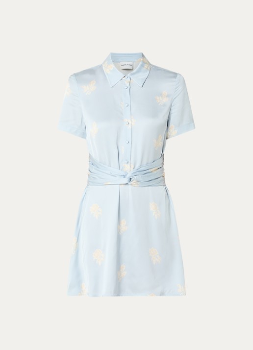 Claudie Pierlot Risma mini tuniekjurk met bloemenprint - voorkant 2 lichtblauw