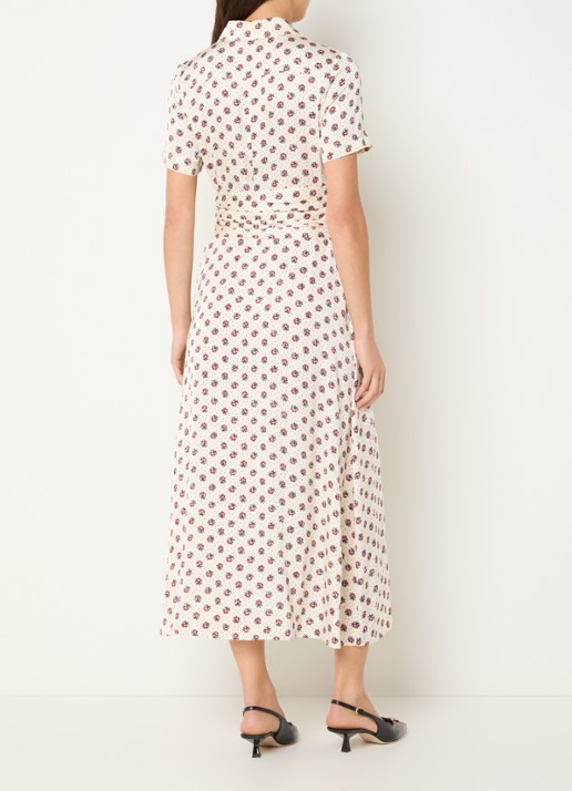 Claudie Pierlot Rismana midi tuniekjurk met bloemenprint - achterkant gebroken wit
