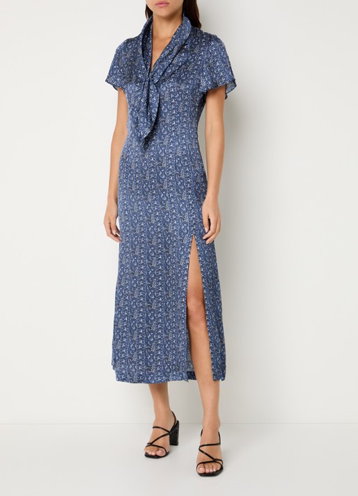 Claudie Pierlot Rosace midi jurk met sjaalkraak en paisley dessin