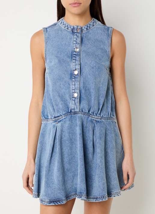 Claudie Pierlot Rosamaria mouwloze mini A-lijn denim jurk  - detail 4 indigo