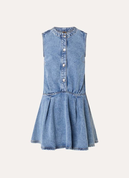 Claudie Pierlot Rosamaria mouwloze mini A-lijn denim jurk  - voorkant indigo