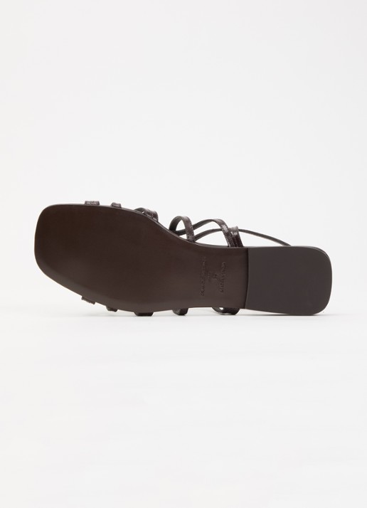 Claudie Pierlot Sandaal van leer met logo  - detail 5 donkerbruin