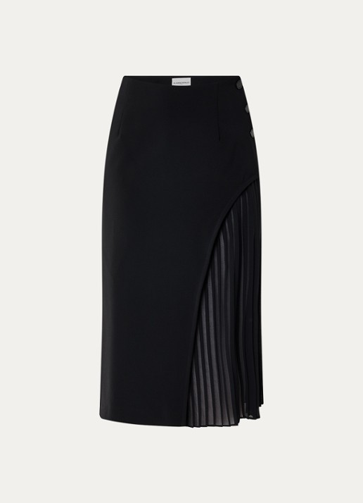 Claudie Pierlot Simona midi rok met plissé - voorkant zwart