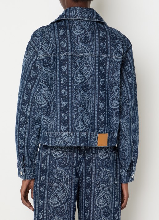 Claudie Pierlot Spijkerjas met print en sjaalkraag - achterkant 2 indigo
