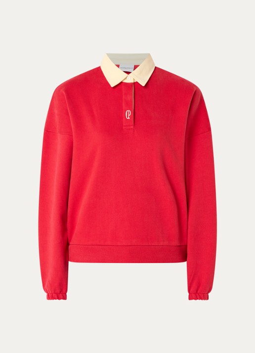 Claudie Pierlot Sweater met logoborduring en polokraag - voorkant rood