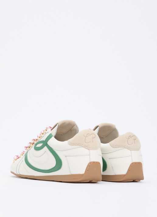 Claudie Pierlot Swing sneaker van kalfsleer met logo - achterkant 5 gebroken wit