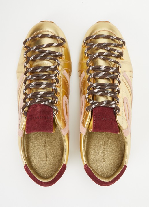 Claudie Pierlot Swing sneaker van leer met metallic finish - detail 4 goud