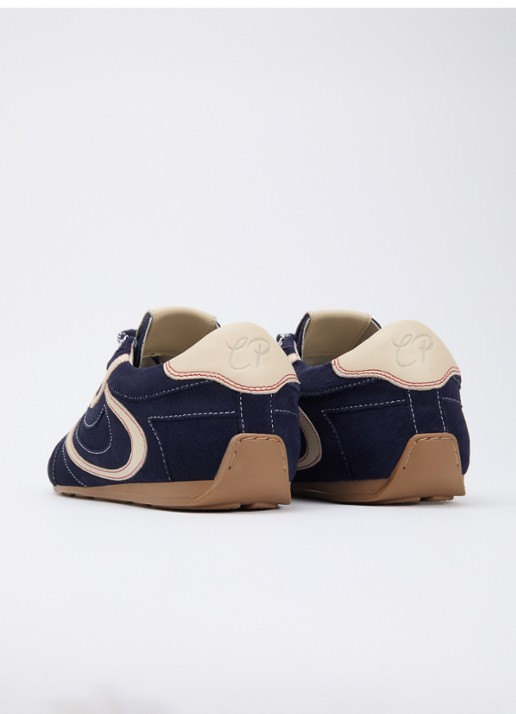 Claudie Pierlot Swing sneaker van suède - achterkant 8 donkerblauw