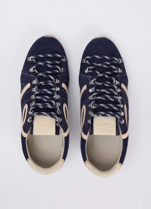 Claudie Pierlot Swing sneaker van suède - detail 4 donkerblauw