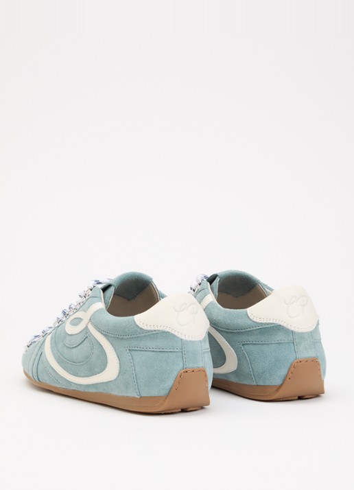 Claudie Pierlot Swing sneaker van suède - achterkant lichtblauw