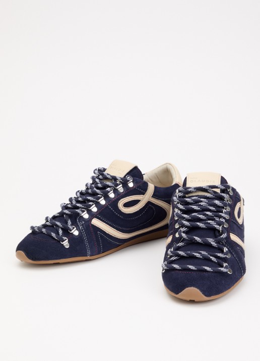 Claudie Pierlot Swing sneaker van suède - detail 6 donkerblauw