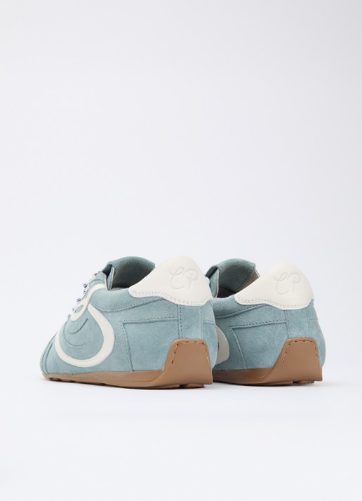 Claudie Pierlot Swing sneaker van suède - achterkant 2 lichtblauw