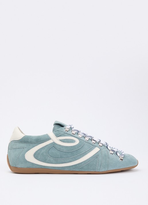 Claudie Pierlot Swing sneaker van suède - voorkant 4 lichtblauw