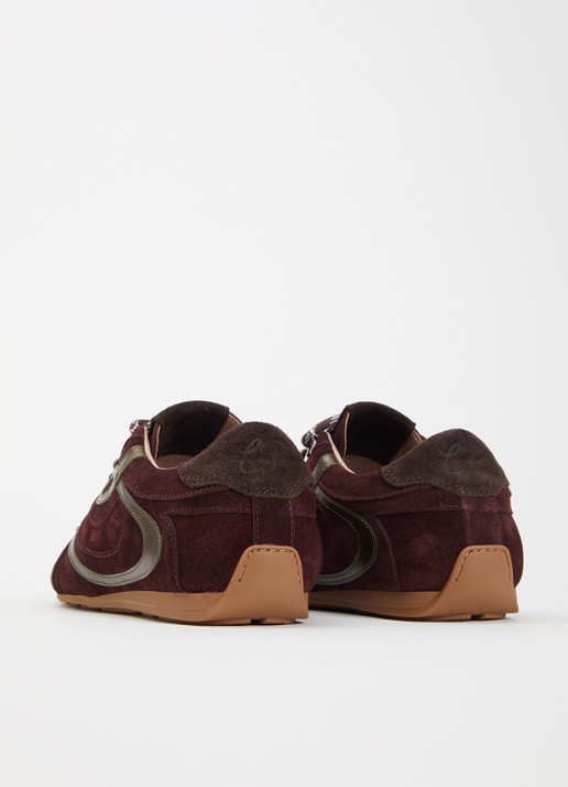 Claudie Pierlot Swing sneaker van suède - achterkant 3 bordeauxrood