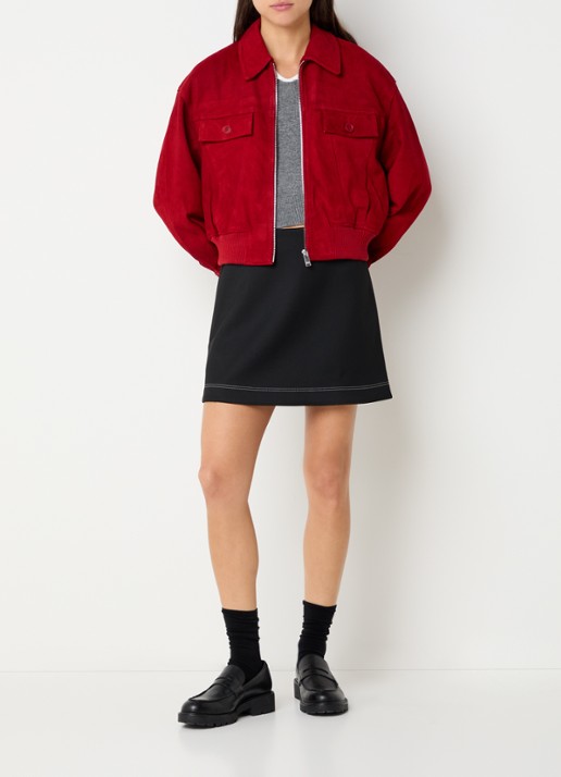 Claudie Pierlot Syna mini rok met stretch - voorkant 3 zwart