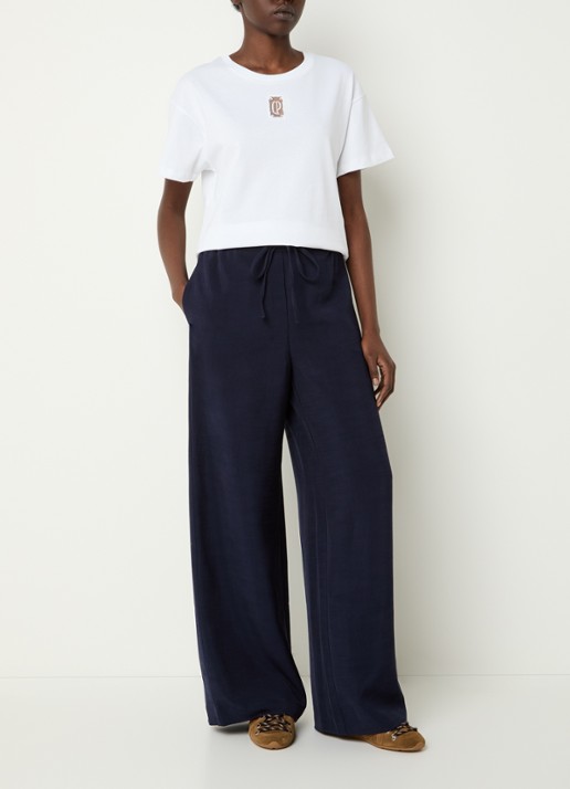 Claudie Pierlot T-shirt met logoborduring - voorkant 2 gebroken wit