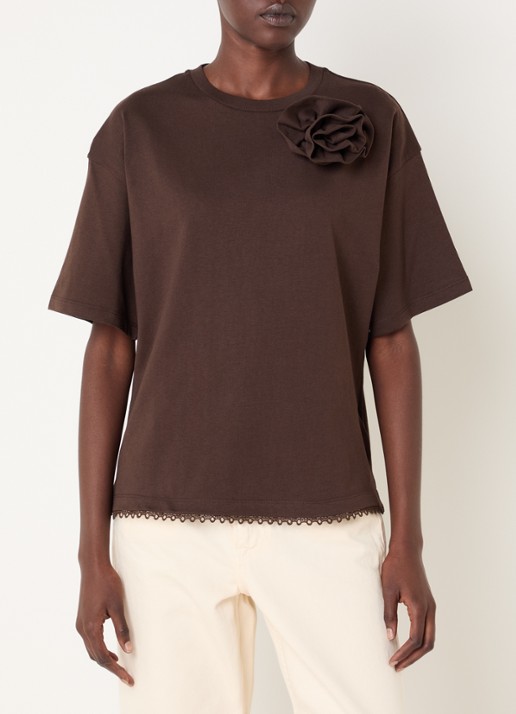 Claudie Pierlot T-shirt met ronde hals en geschulpte zoom