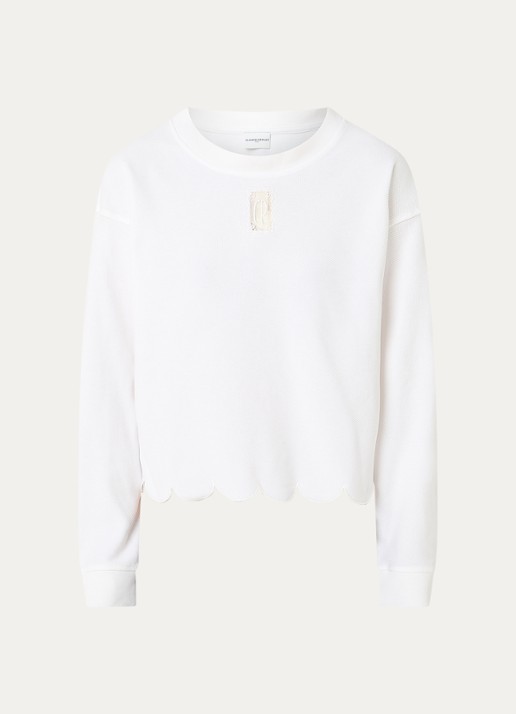 Claudie Pierlot Talyna fijngebreide trui met logoborduring - voorkant 2 wit