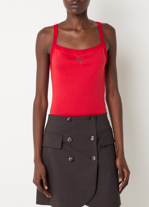Claudie Pierlot Tanktop met details van mesh en borduring