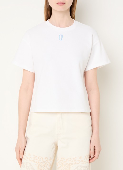Claudie Pierlot Tomo T-shirt van piqué katoen met logoborduring
