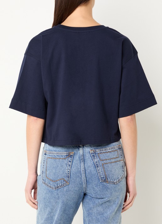 Claudie Pierlot Tonia T-shirt met logo - achterkant donkerblauw