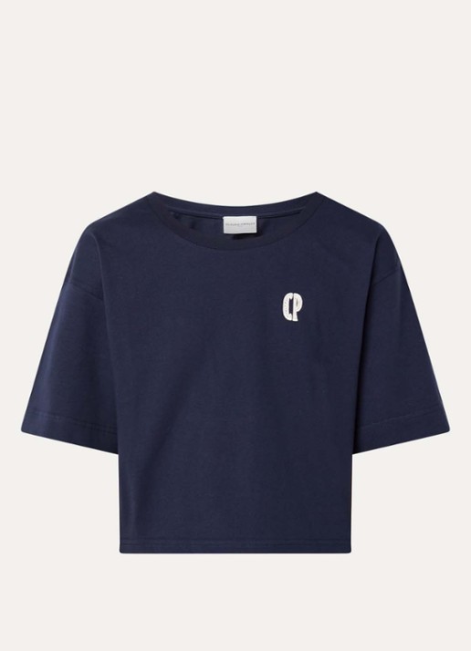 Claudie Pierlot Tonia T-shirt met logo - voorkant 2 donkerblauw
