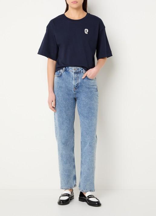Claudie Pierlot Tonia T-shirt met logo - voorkant 3 donkerblauw