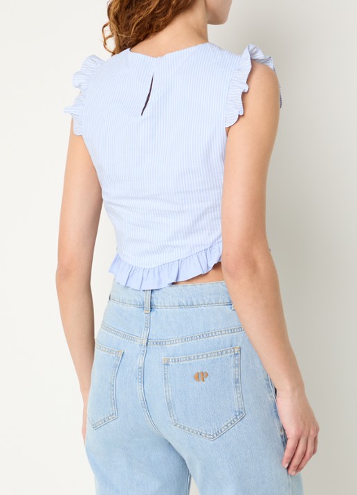 Claudie Pierlot Top met asymmetrische zoom - achterkant lichtblauw