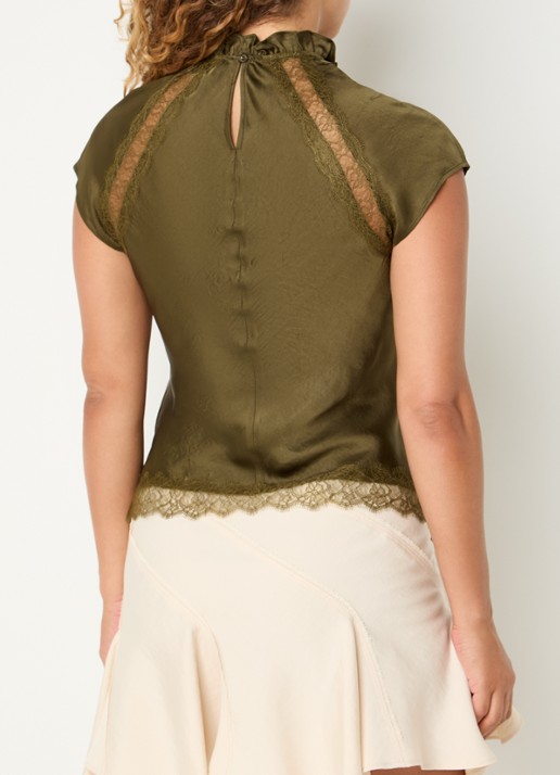 Claudie Pierlot Top met details van kant - achterkant 4 bronsgroen