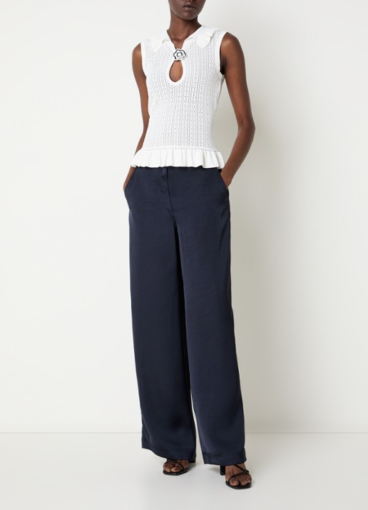 Claudie Pierlot Top met opengewerkt dessin en cut-out detail - voorkant 4 gebroken wit