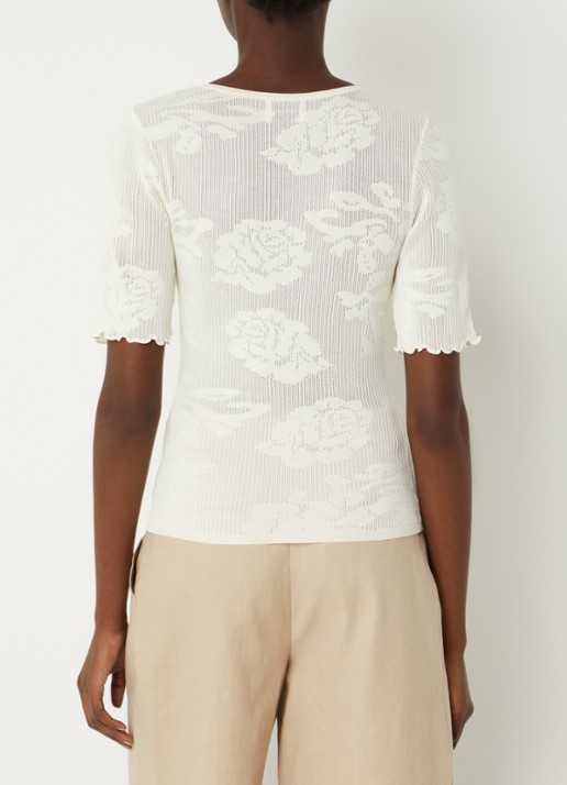 Claudie Pierlot Top met opengewerkt dessin  - achterkant 4 gebroken wit