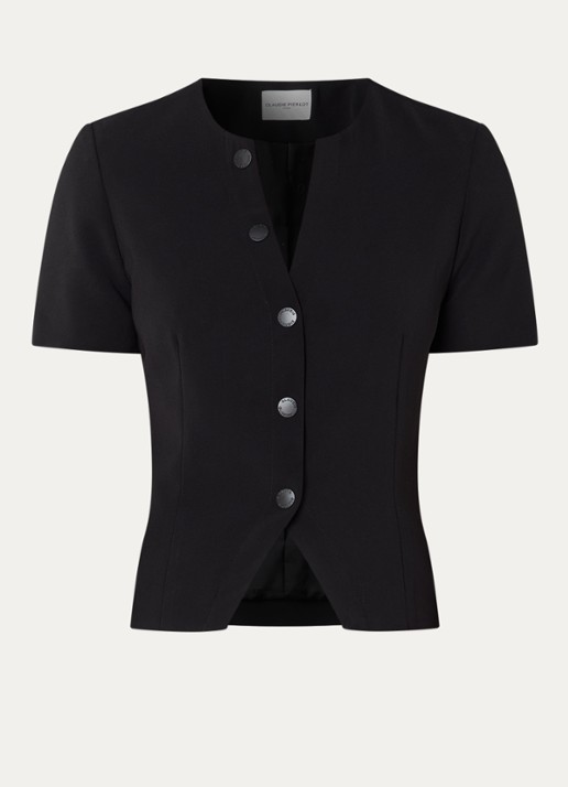 Claudie Pierlot Top met ronde hals - voorkant 2 zwart